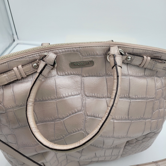Coach Madison Sophia Embossed Satchel Sand Shoulder bag w Shoulder Strap - Picture 3 of 13